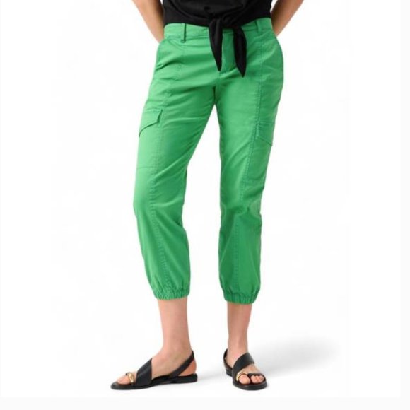 SANCTUARY Rebel Cargo Mid Rise Cropped Cotton Pants in Green Goddess size 24 NWT - Picture 1 of 16